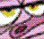Pixelated cartoon-style icon featuring a pink and purple character with yellow accents against white background, likely from an animated series or game.