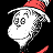 Pixelated Dr. Seuss character with red-and-white striped hat and white face on black background, next to green text reading "Original Icons .com" in pixel art style.