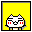 Pixelated white cat with red cheeks on yellow background, displaying multiple expressions and props including closed eyes, red bow, and red heart.