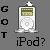 Pixelated icon of a white portable media player with green screen, gray background, and text reading 'GOT iPod?' in black block letters.