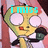 Animated cartoon character with large white eyes and red cheeks holds a black telephone receiver while cyan text changes across frames.