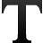 Black T-shaped icon with rounded top corners on a light gray background, rendered in a pixelated style with gradient shading.