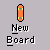Pixel art display of three items: a new skateboard, $150.00 price tag, and skate clothes with falling character icon.