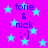 A static image with a bright pink background filled with light blue stars and repeated text "torie & nick :-)" in dark purple.