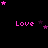 Black background with pink 'Love' text and scattered stars in multiple , some stars animated to shift position