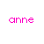 A static image of the word 'anne' repeated in pink and black pixelated text across a white background with partial gray overlay on right.