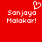 Red background with white pixelated text 'Sanjaya Malakar!' and a heart symbol above the left instance of the name.