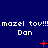 Pixelated blue background with repeated white text and red symbols changing across three