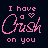 Pixelated pink text and shapes on dark background display 'I have a crush on you' with heart symbol, two identical frames side-by-side.