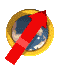 A circular icon with a golden border shows a blue and white globe with a red arrow changing position across frames.