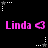 Black background with pink text "Linda" and a heart symbol, surrounded by white and gray star-shaped cursor icons in various positions.