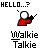Animated pixel art of a red figure with white head holding black object, displaying text variations like 'HELLO...?', 'HI...', 'YOUR MOM SHUT UP!', and 'YOUR MOM' across frames.