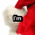 Santa hat with white fur trim appears in four with text changes , showing a sequence of words forming a phrase