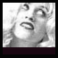 A grayscale animated sequence of a woman's face with changing mouth shapes and pink text overlays on dark purple bars.