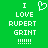 Green background with white pixelated text reading "I LOVE RUPERT GRINT !!!!!!!" and a pixelated heart symbol above the text on the left side.