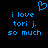 Blue pixelated text on black background with a heart symbol above the text.