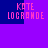 Pixelated text 'KATE LOGRAHDE' appears in four positions on a purple and blue background with a dark blue rectangle at the bottom.