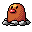 Pixelated brown character with yellow top, red mouth, and gray base in six sequential poses showing head movement.