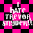 Pixelated text 'I HATE TREVOR SNYDER!!' on a black and pink checkered background with diamond-shaped patterns.