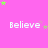 Pink background with repeated 'Believe' text and green stars, some stars animate in and out.