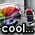 A colorful, pixelated animated icon with a rainbow gradient sphere and text reading 'cool... on me' in bold white letters.