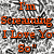 Static image with orange text over a grayscale patterned background, displaying phrases about screaming love and decoding thoughts.