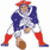 Pixelated icon shows a colonial-era figure in blue coat and red hat holding a football, next to a circular Boston logo with red text and star symbol.