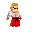 Pixel art character in red pants and white top with black belt, performing martial arts moves including raised fists, crouching, and blue energy effects.