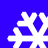 Four white snowflake icons arranged in a on solid blue background, each with distinct branching patterns and pixelated edges