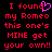 Red pixelated text on black background with a pink heart symbol replacing the 'o' in 'found', repeated twice side-by-side.