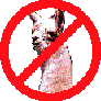 Red prohibition symbols overlaying a small animal in various poses against white backgrounds.