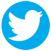 White bird silhouette with outstretched wings on solid blue circular background, static image.