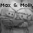 Black-and-white pixelated image with 'Max & Molly' text at top, featuring two stylized figures in a low-resolution digital art style.
