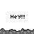 Pixelated text 'HeY!!!' repeated across a white background with gray and black borders.