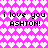 Pixelated pink background with white heart pattern and repeated text "i love you ASHTON!" in black pixel font.