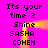 A static image with bright pink background displays repeated text blocks and yellow pixelated shapes.