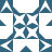 Blue and white pixelated geometric pattern with four corner triangles and a central cross-shaped design.