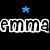 A split-screen animated buddy icon with black and blue backgrounds, featuring pixelated text 'GMM' on both sides and a star symbol that changes color between frames.