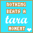 Two side-by-side pixel art with blue backgrounds and brown borders display text 'NOTHING BEATS A tara HOMET' where the central word's color changes from white to brown between