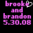 Pixelated pink text on black background with a white heart symbol replacing the 'e' in 'brooke', showing two identical frames side-by-side.