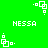 Green background with white pixelated text 'NESSA' and repeating square-dot patterns in four orientations.