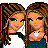 A static contact sheet frame showing two cartoon women with braided hair, blue text reading "ppl say best friends are hard to find thats cus the already best mine", and a gray background.
