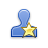 Blue silhouette figure with yellow star overlay on right side, pixelated rendering on white background