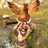 Pixelated static image of a figure with large brown ears, orange hair, and light skin against a muted green background.