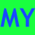 A contact sheet of 10 animated frames showing a text-based animation with overlapping green and purple background blocks containing the phrase "MY ICON'Z FASTER THAN YOURS!" in blue, red, and gray colors.