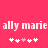 Pixelated text 'ally marie ally marie' in white on pink background with two of five pixel hearts each