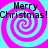Four identical spiral patterns with alternating pink and cyan colors, each containing "Merry Christmas!" text in black pixelated font.