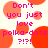 Pixelated text and polka-dots in pink and orange on a light background, with repeated phrases and question marks.