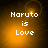 Four identical display 'Naruto is Love' text over a glowing orange background with subtle circular light effects