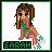 Pixel art contact sheet of six animated frames showing a cartoon woman in green top and brown shorts with sunglasses on head, each frame labeled "SARAH" at bottom.